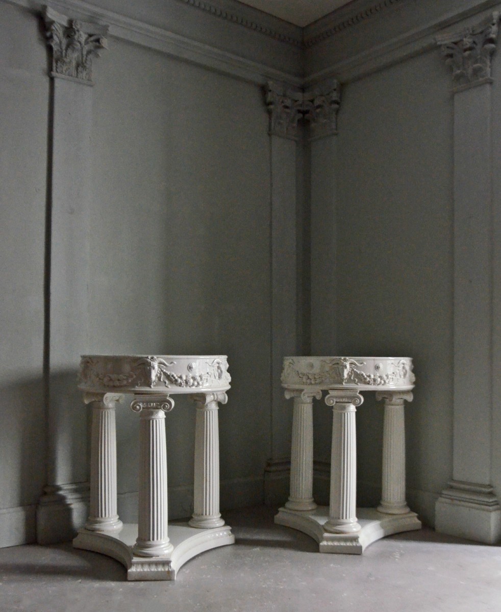 Pair Of Gustavsberg Earthenware Jardiniere Tables