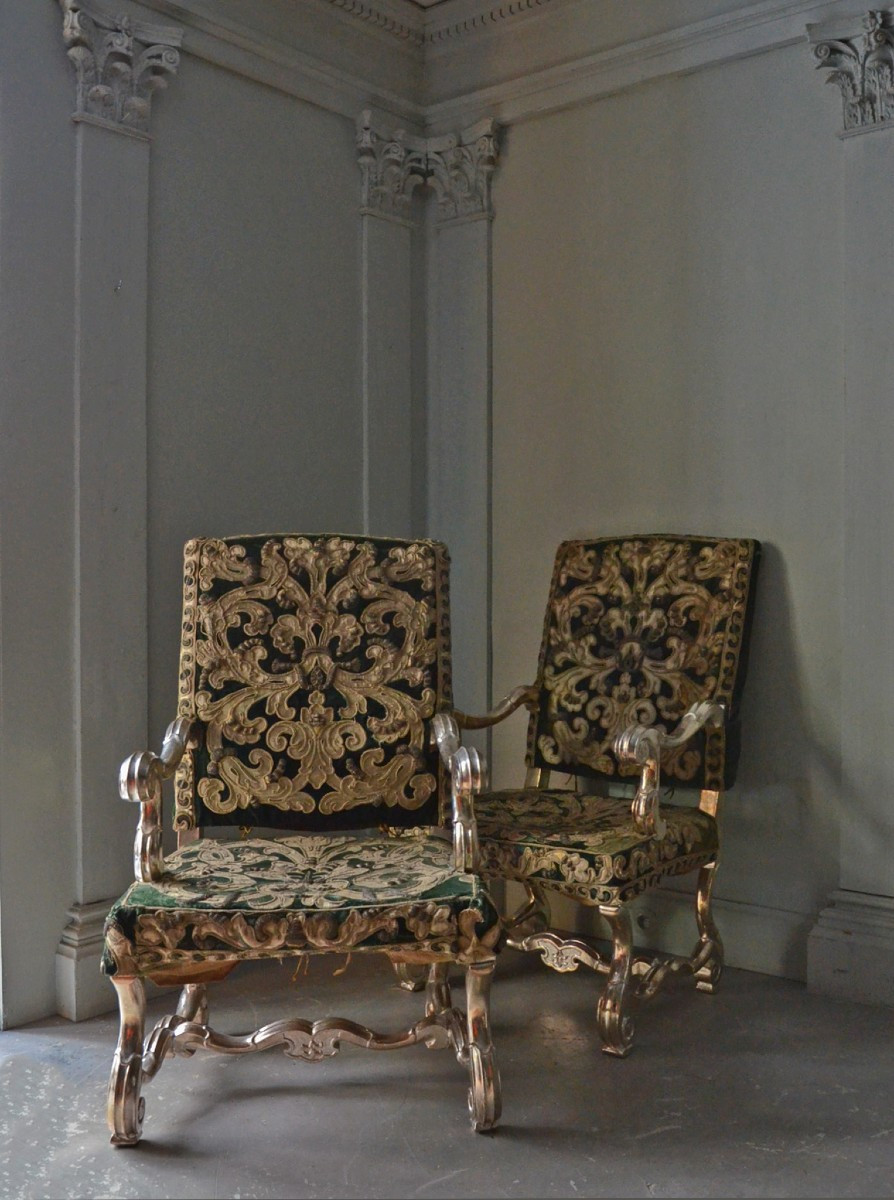 Pair Of 17th-century Embroidered Armchairs 