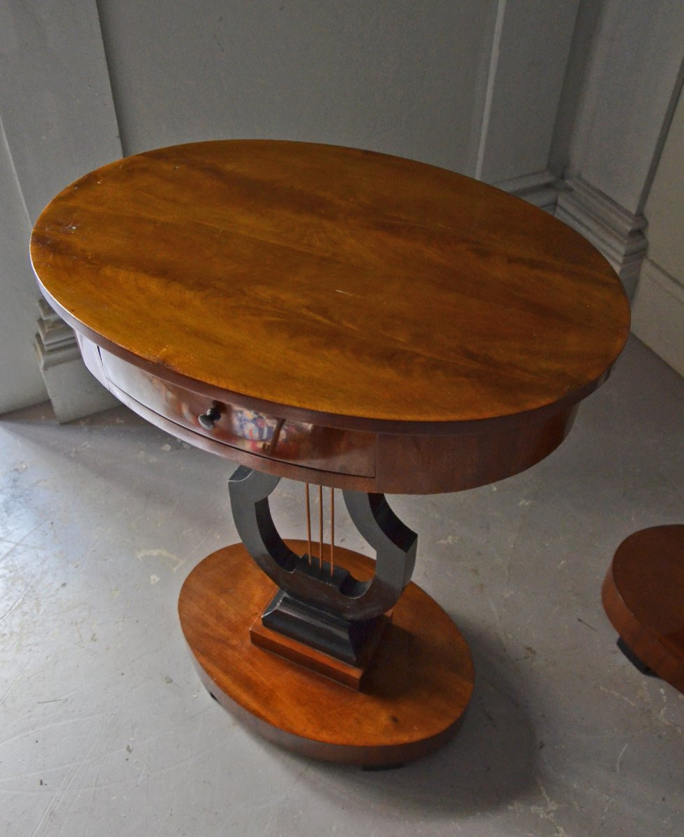 Paire de tables Biedermeier lyre-photo-3