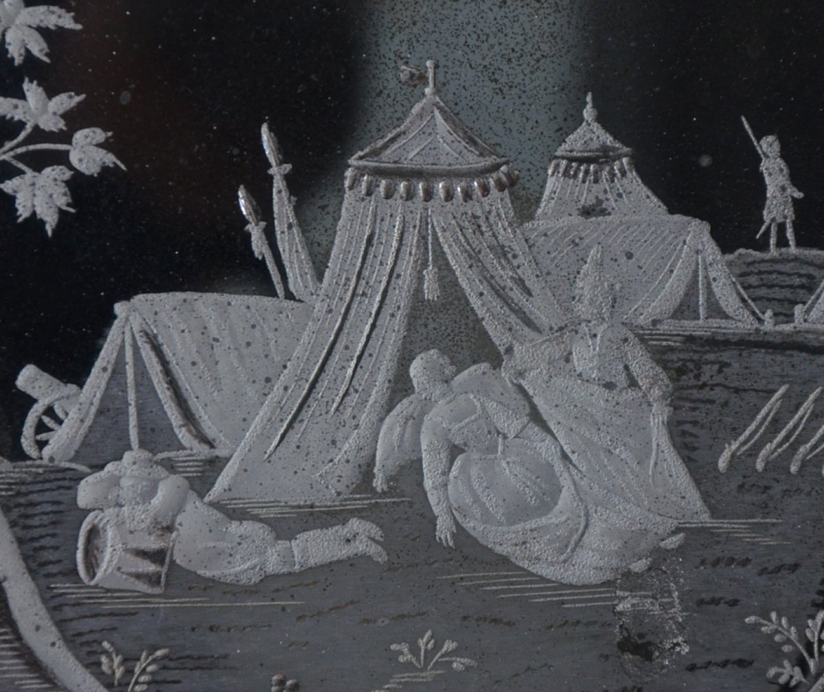 Engraved Glass Mirror From The Late 17th Century-photo-3