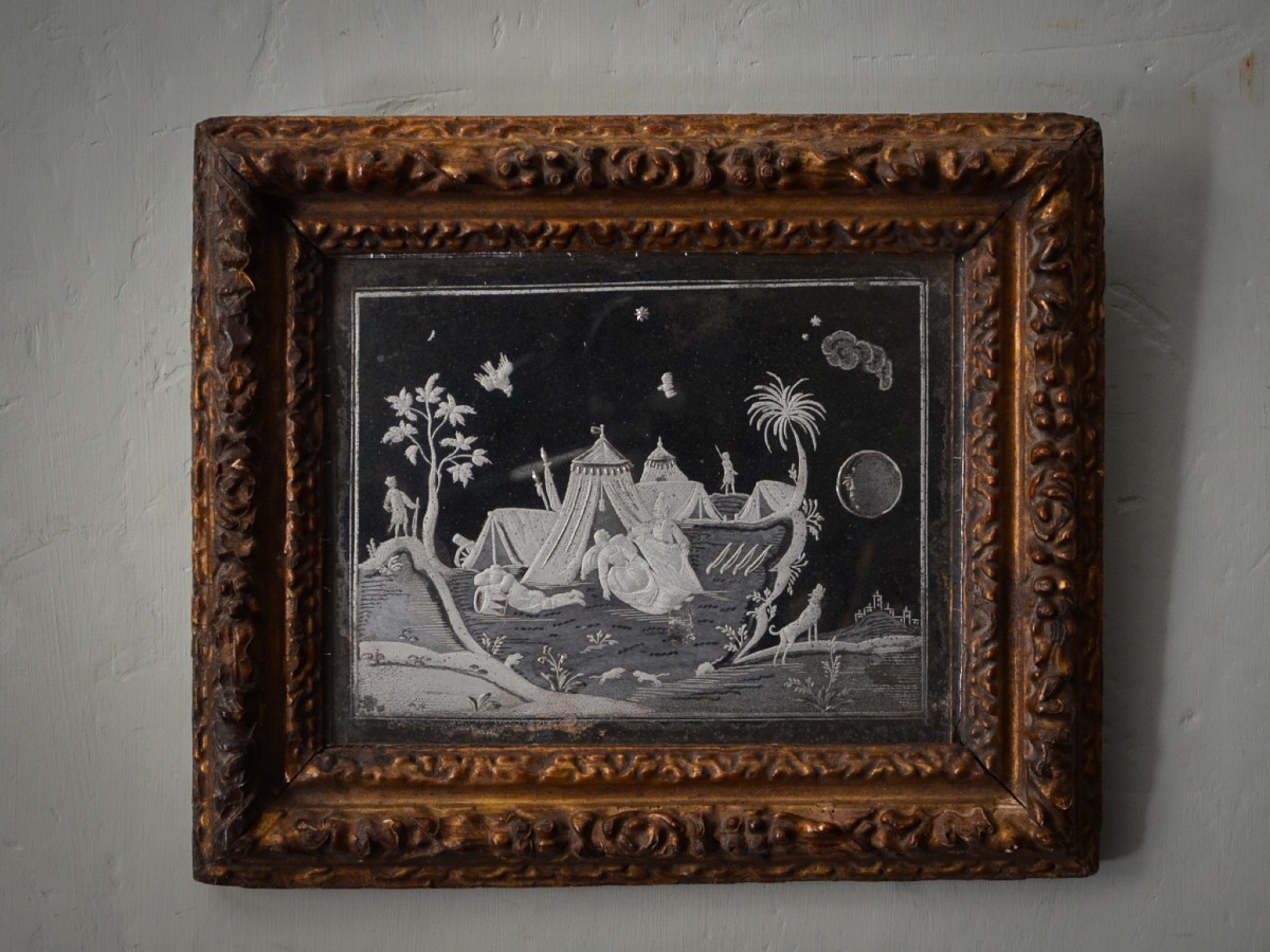 Engraved Glass Mirror From The Late 17th Century