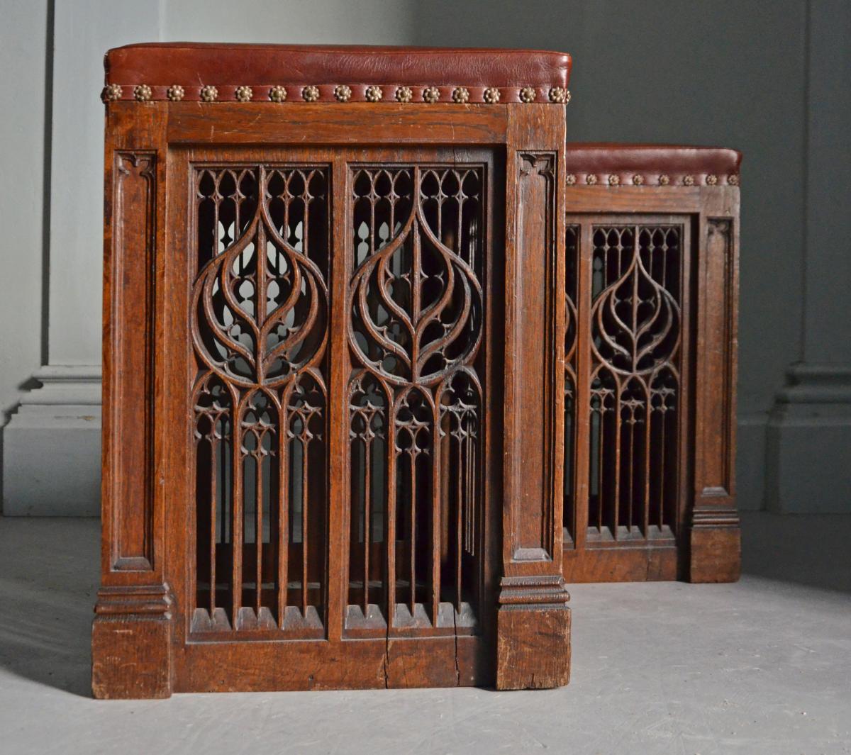 Pair Of Gothic Revival Stools-photo-2