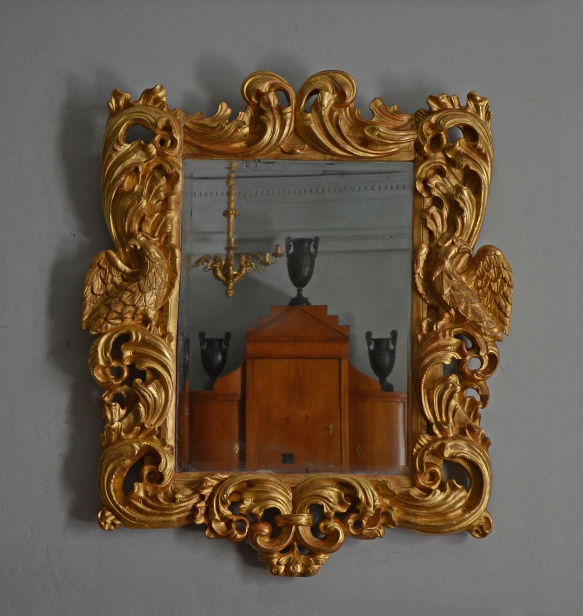 Miroir Baroque En Bois Doré 18ème Siècle 