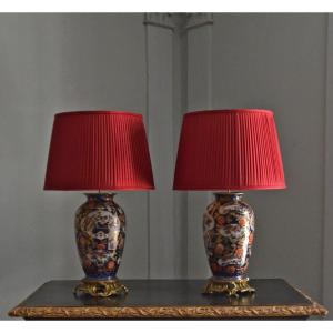 Pair Of Imari Porcelain Lamps