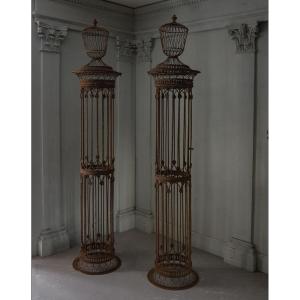 Paire De Colonnes En Treillage 