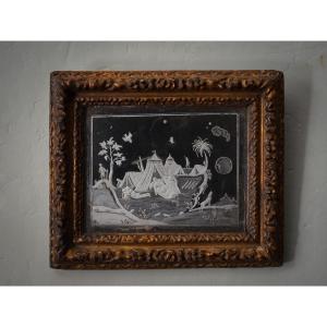 Engraved Glass Mirror From The Late 17th Century