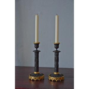 Pair Of Neo-gothic Troubadour Candlesticks