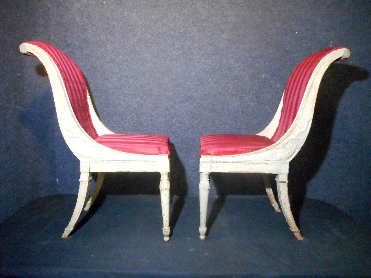 Pair Of Lacquered Wood Chairs Directoire Period-photo-2