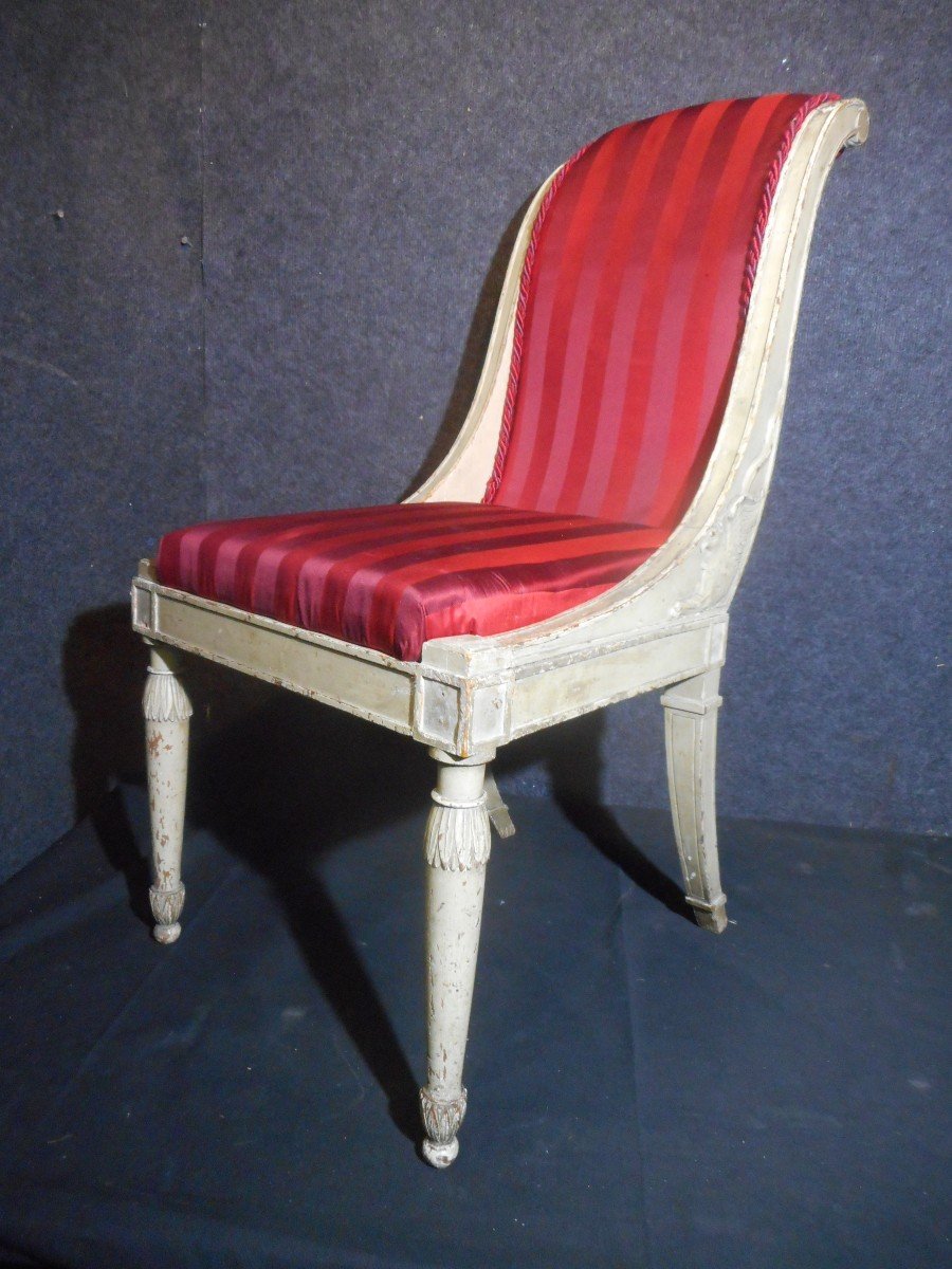 Pair Of Lacquered Wood Chairs Directoire Period-photo-3