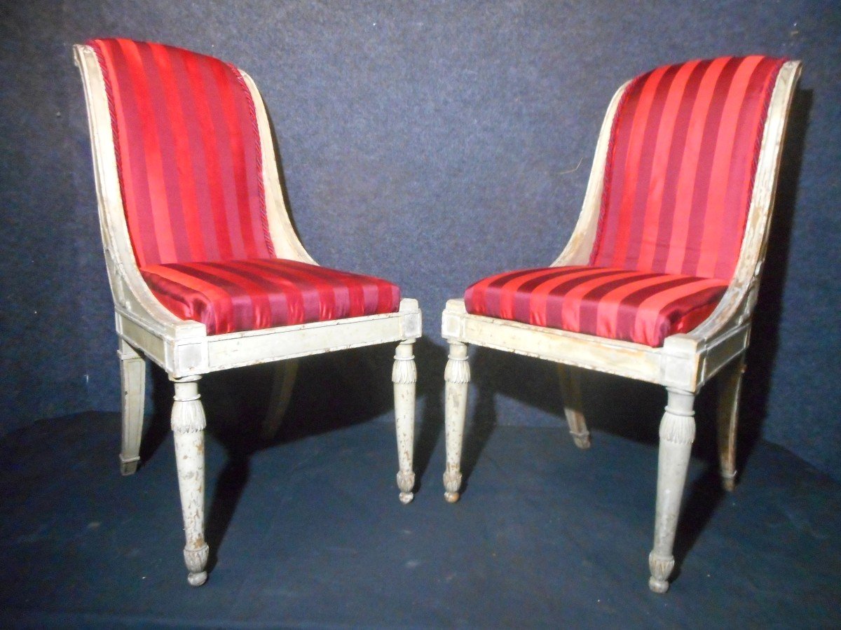 Pair Of Lacquered Wood Chairs Directoire Period