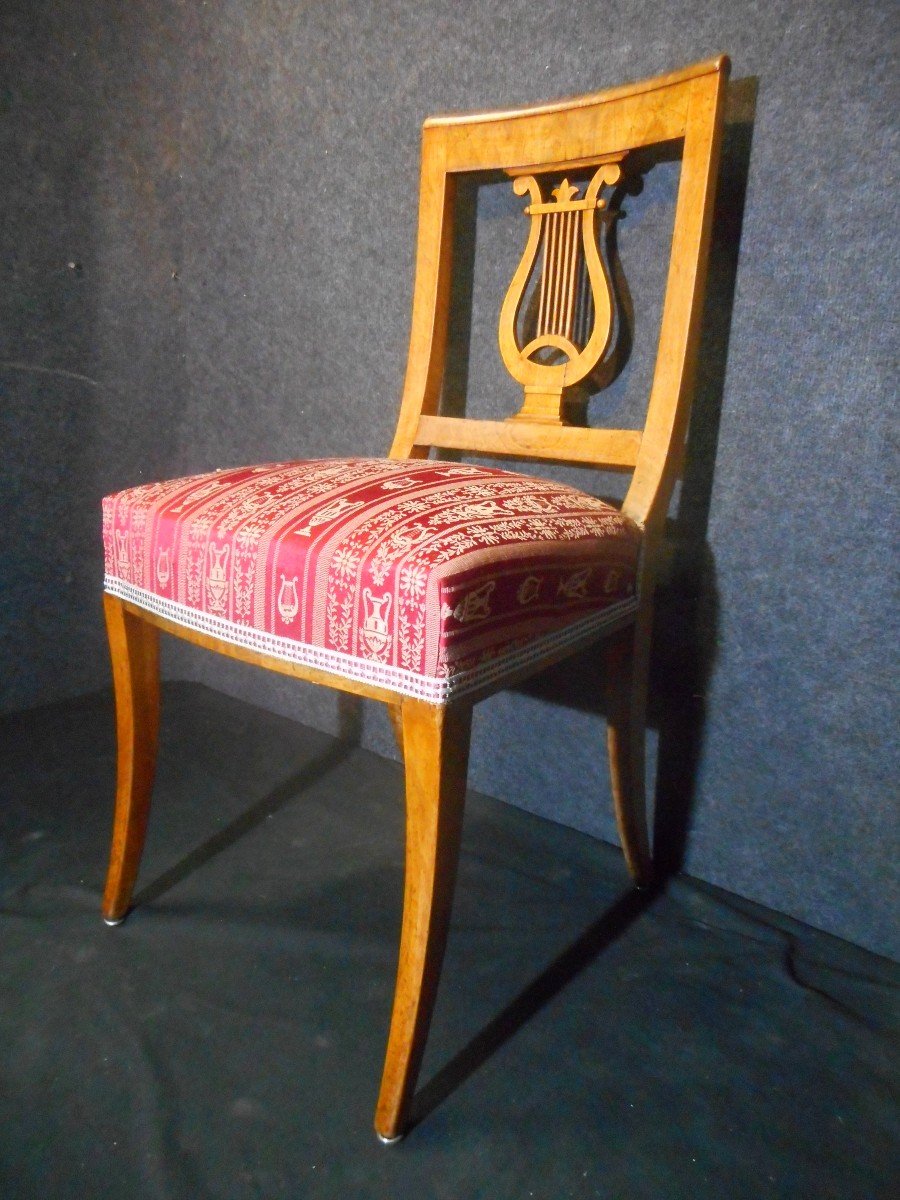 Série De Six Chaises Lyre en noyer époque Directoire-photo-2