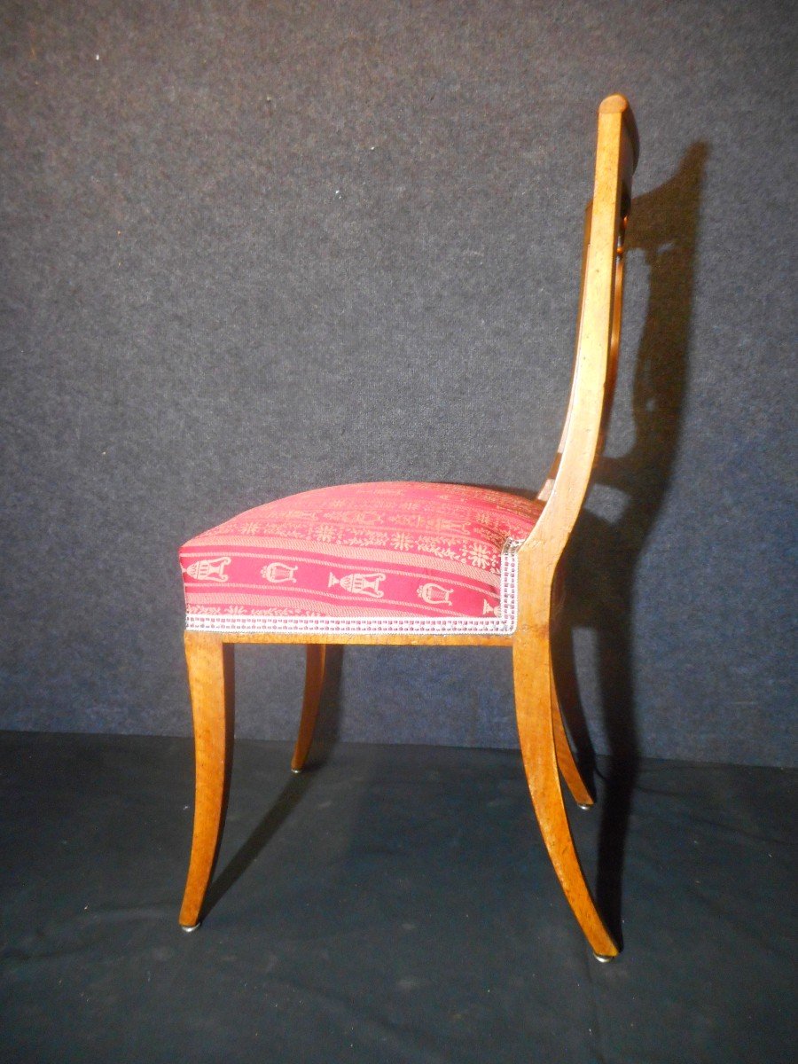 Série De Six Chaises Lyre en noyer époque Directoire-photo-4