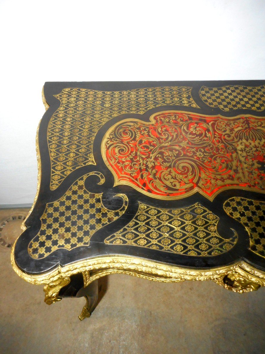 Table a Jeu en Marqueterie Boulle et bronze doré époque Napoléon III-photo-3