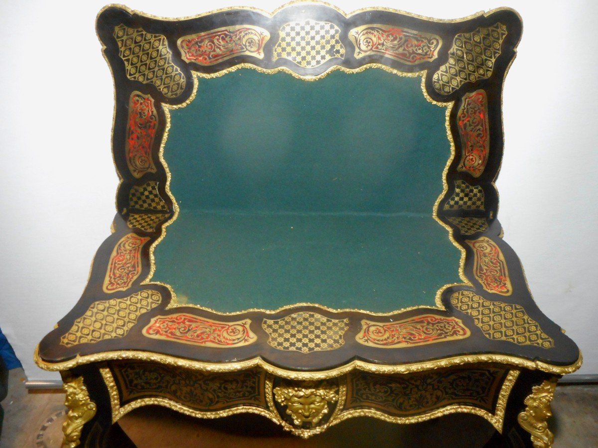 Table a Jeu en Marqueterie Boulle et bronze doré époque Napoléon III-photo-1