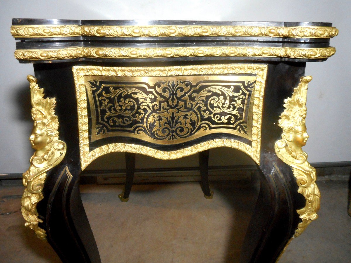 Table a Jeu en Marqueterie Boulle et bronze doré époque Napoléon III-photo-6
