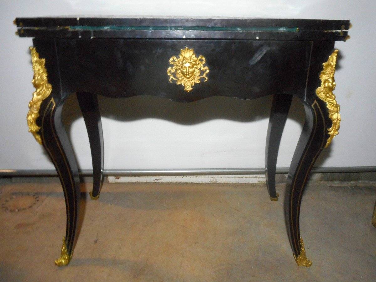 Table a Jeu en Marqueterie Boulle et bronze doré époque Napoléon III-photo-7