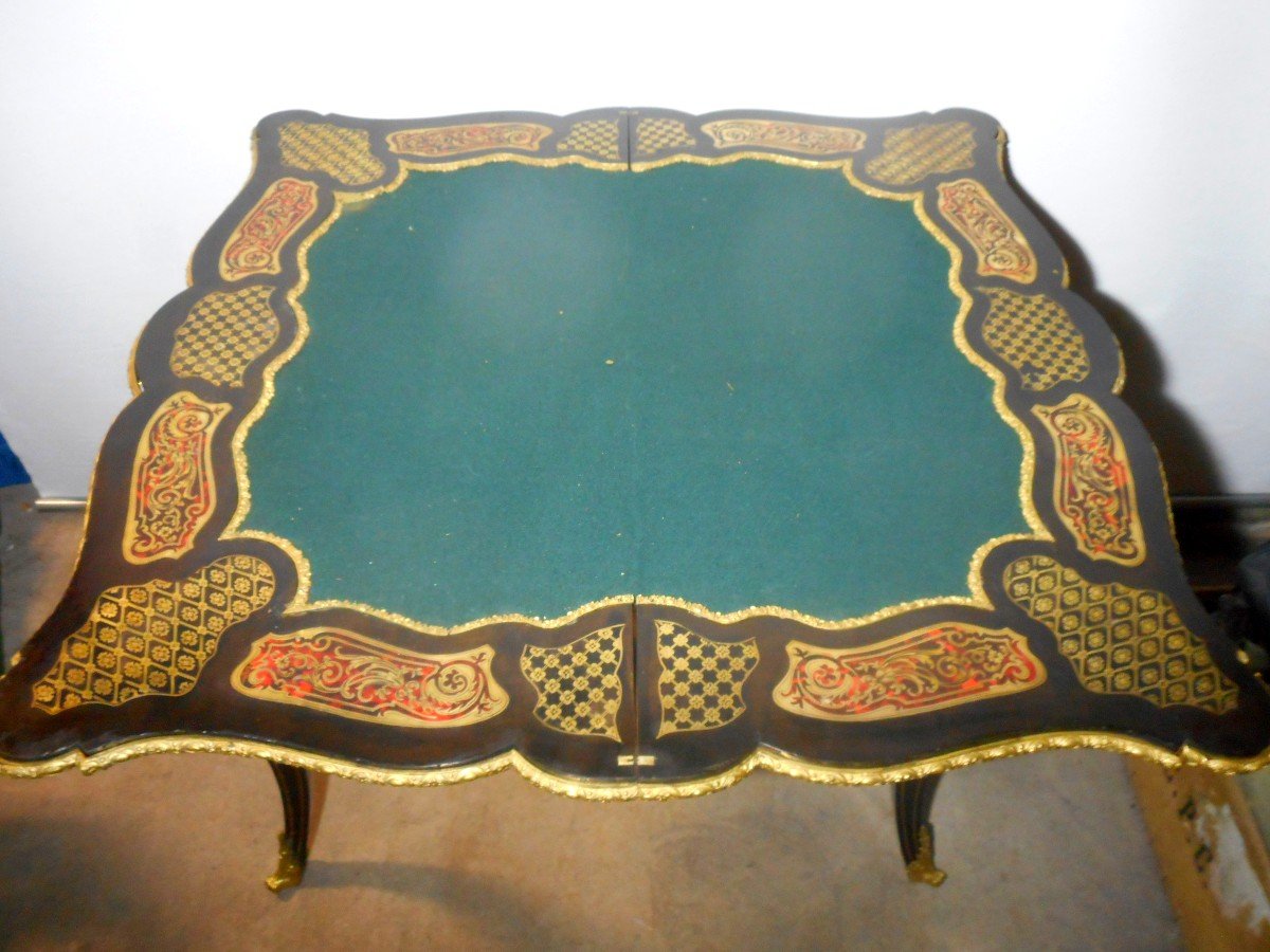 Table a Jeu en Marqueterie Boulle et bronze doré époque Napoléon III-photo-8