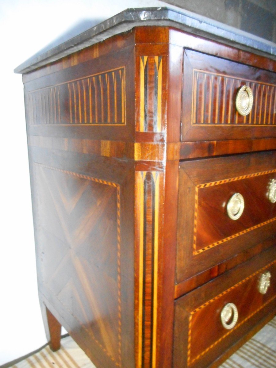 Petite Commode En Marqueterie Et Bronze Doré époque Louis XVI-photo-4