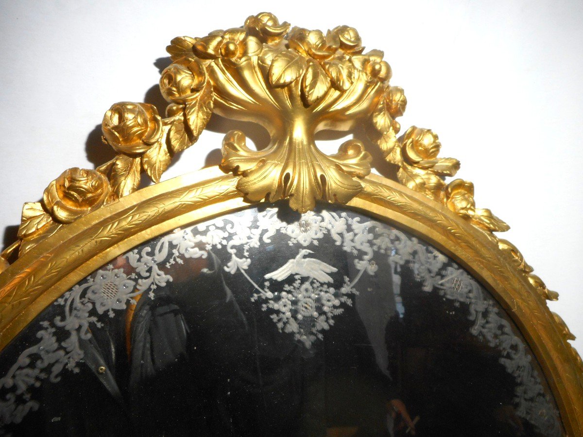 Golden Mirror Late 18th Century Eglomised Mercury-photo-4