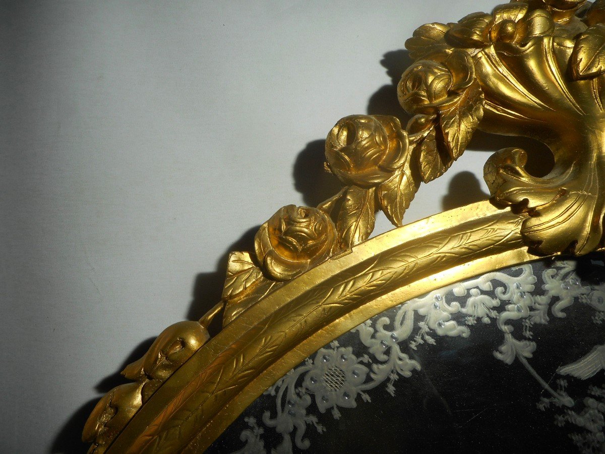 Golden Mirror Late 18th Century Eglomised Mercury-photo-6