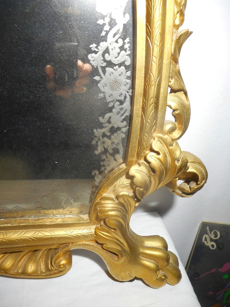 Golden Mirror Late 18th Century Eglomised Mercury-photo-7