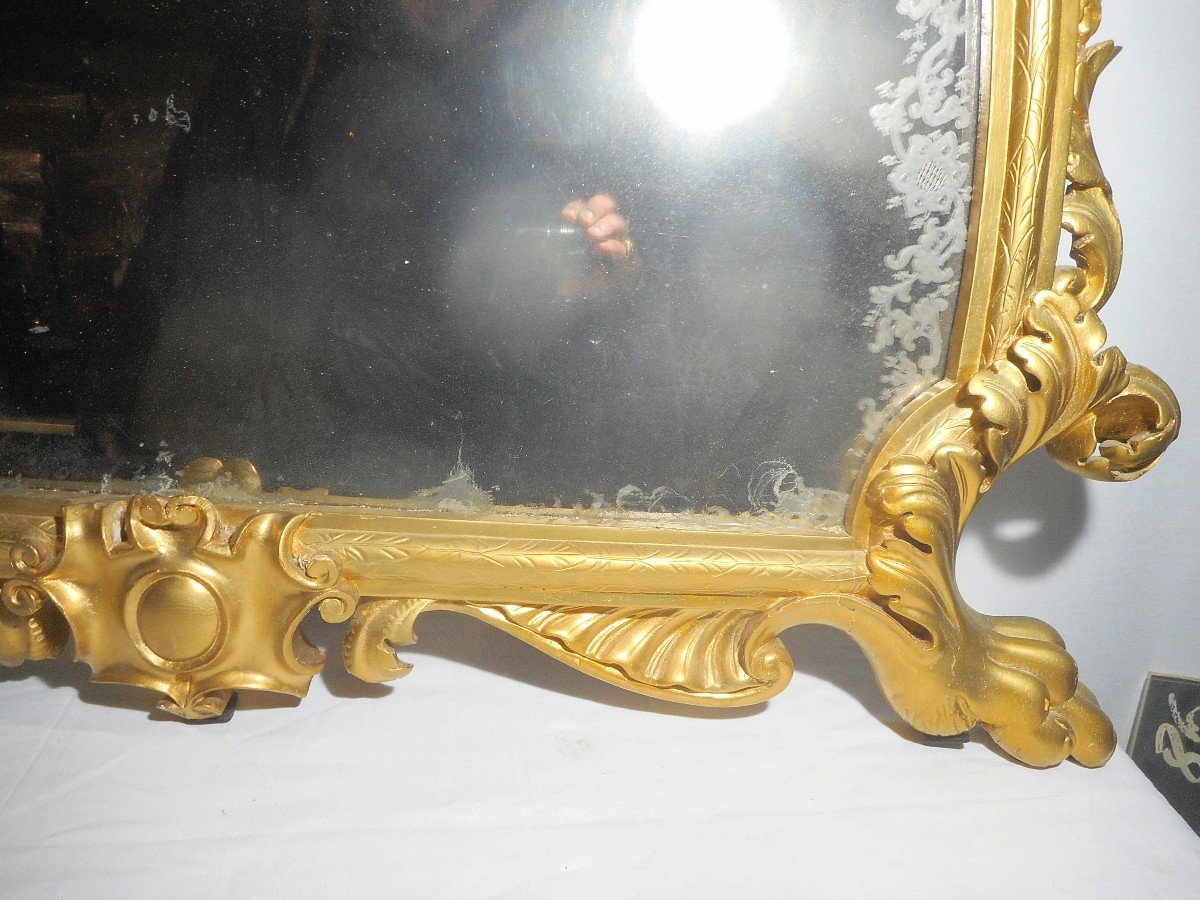 Golden Mirror Late 18th Century Eglomised Mercury-photo-8