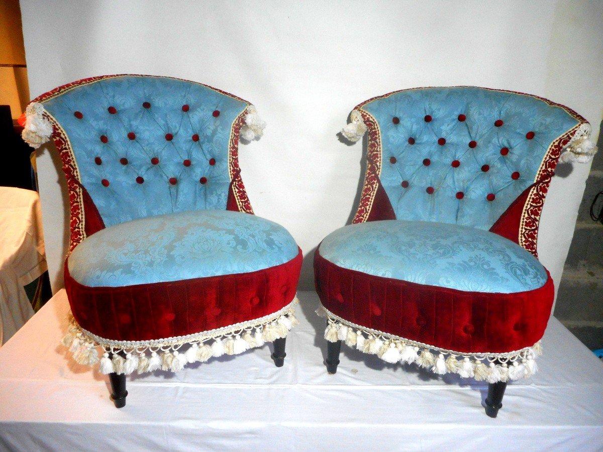 Pair Of Padded Armchairs Napoleon III Period