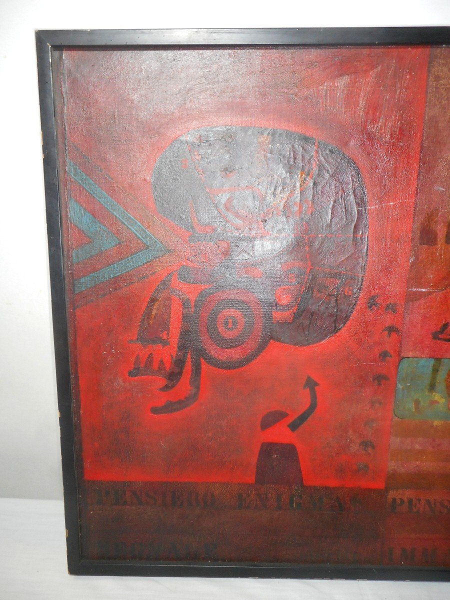 Painting By Paolo Carosone Entitled "pensiero Enigma" Dated 1964-photo-2