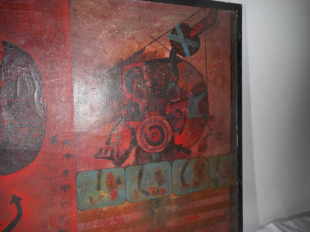 Painting By Paolo Carosone Entitled "pensiero Enigma" Dated 1964-photo-3