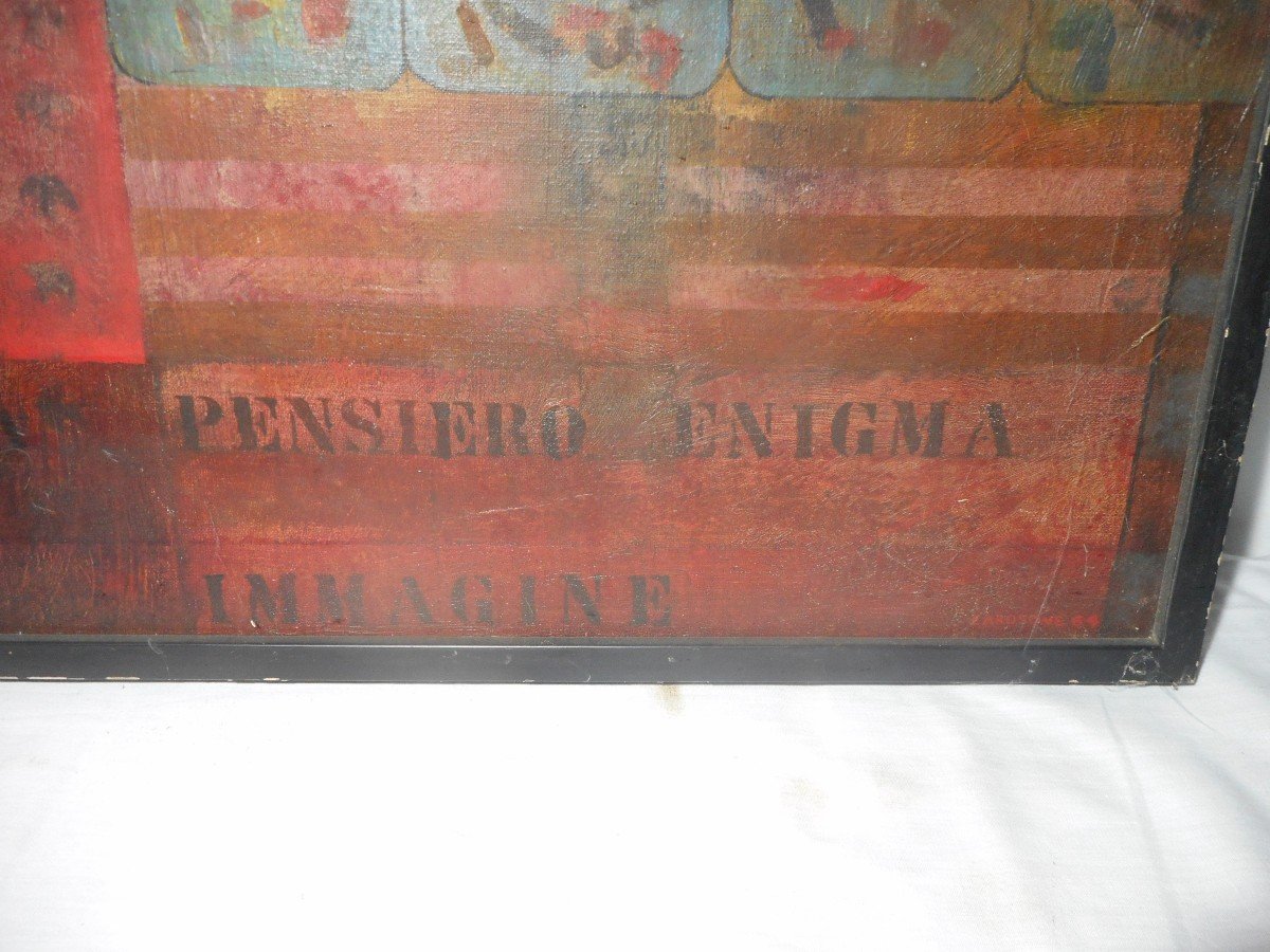 Painting By Paolo Carosone Entitled "pensiero Enigma" Dated 1964-photo-4