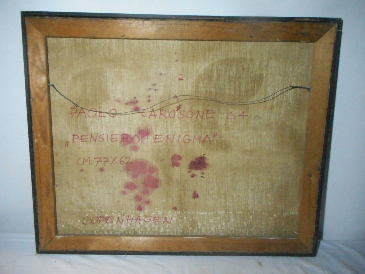 Painting By Paolo Carosone Entitled "pensiero Enigma" Dated 1964-photo-6