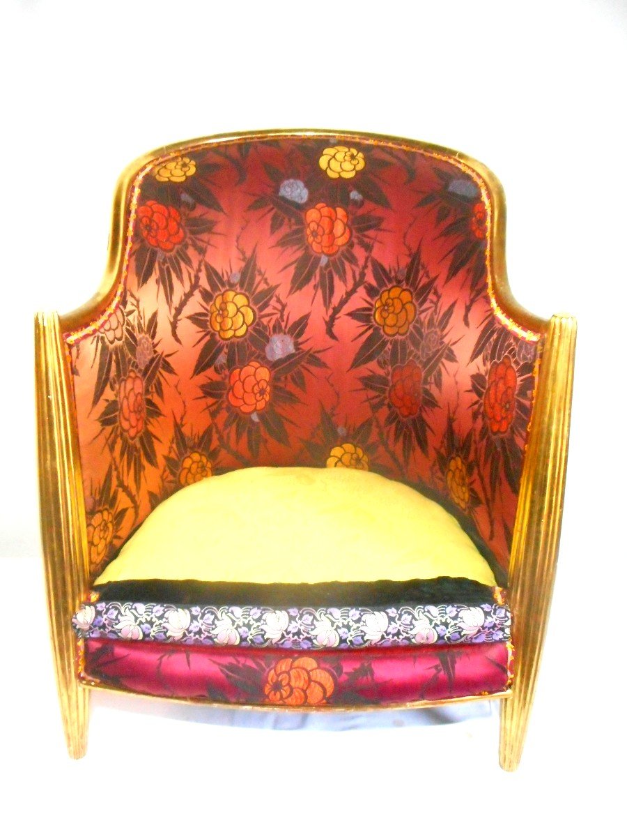 Paire De Fauteuil Doré époque Art Déco De Paul Follot (1877-1942)-photo-2