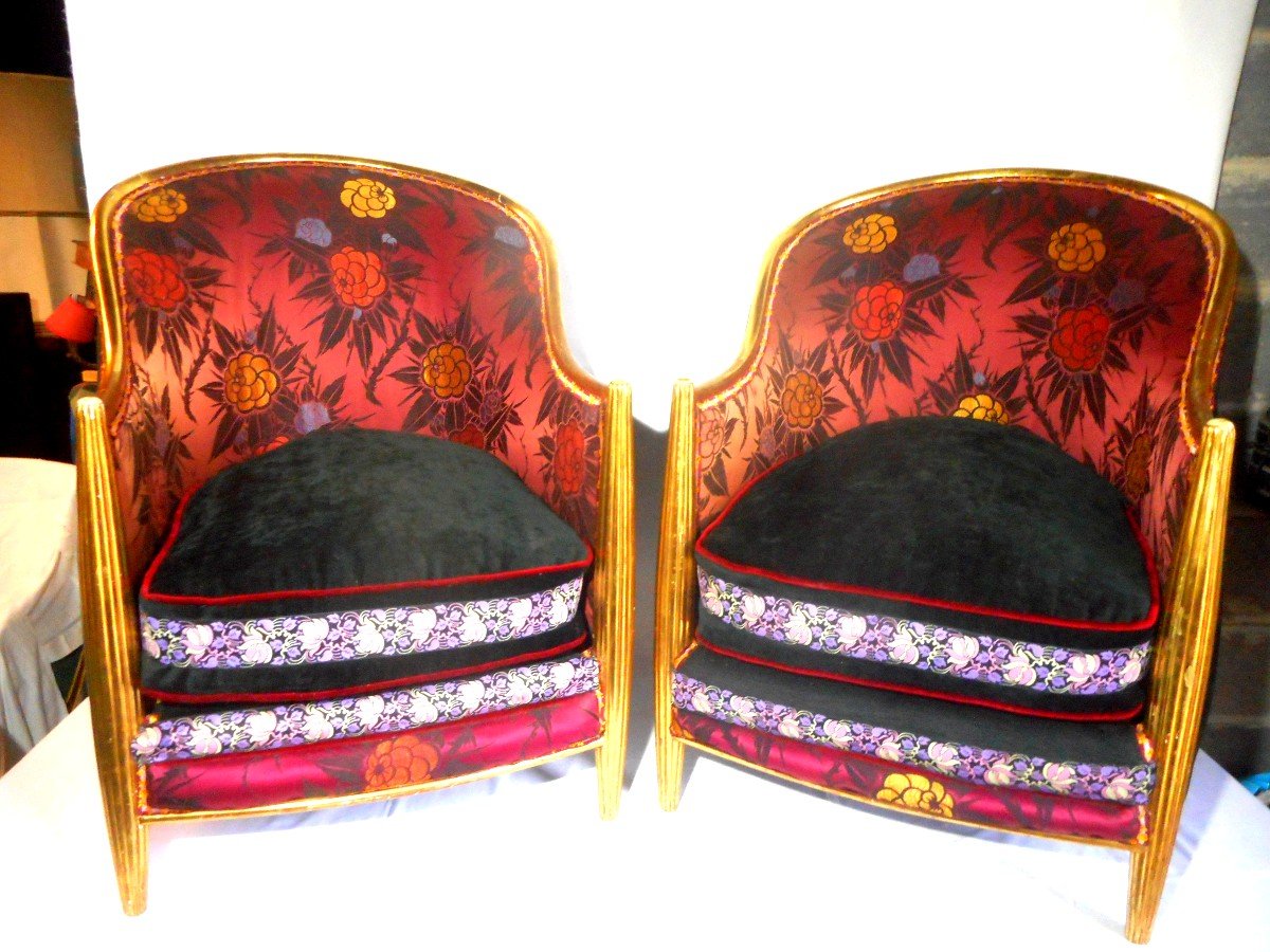 Paire De Fauteuil Doré époque Art Déco De Paul Follot (1877-1942)