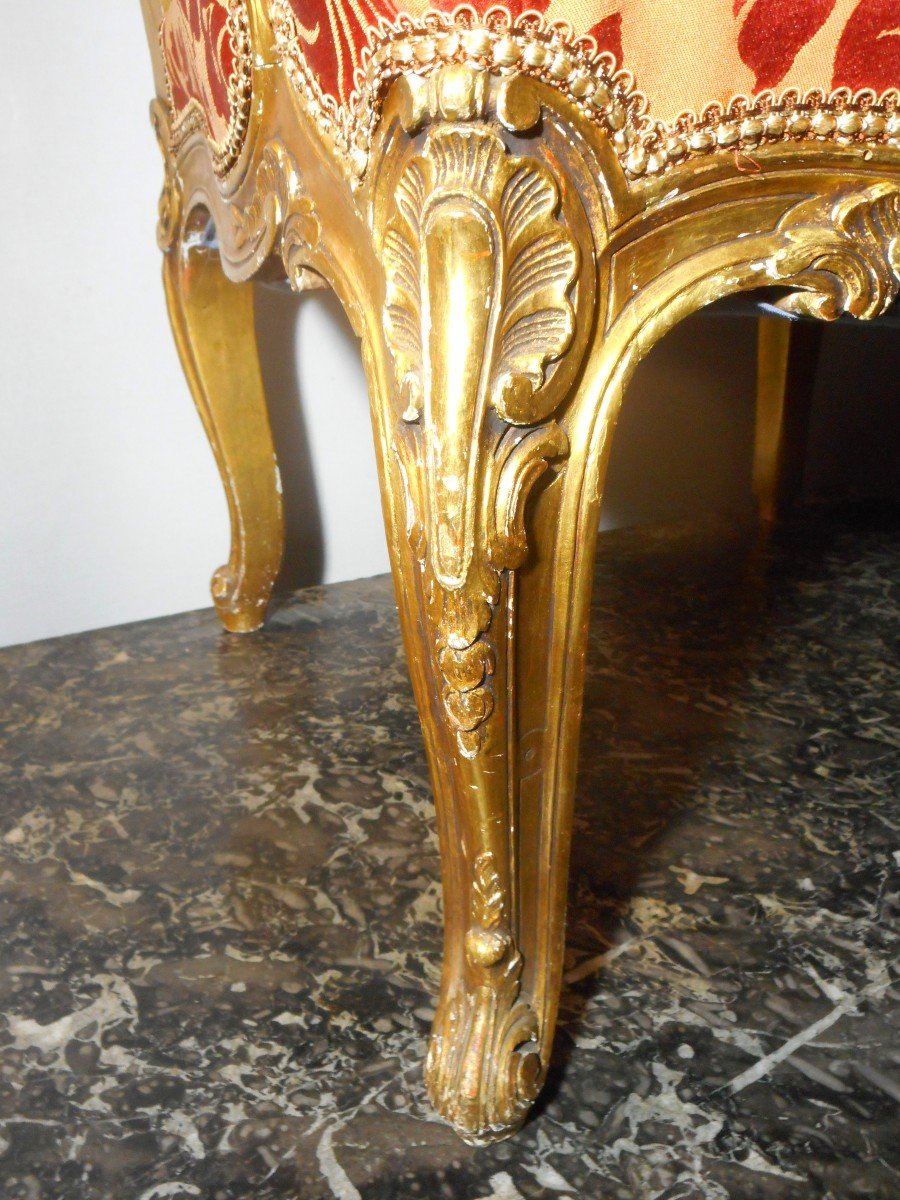 Series Of Four Armchair In Golden Wood Nineteenth Time-photo-2