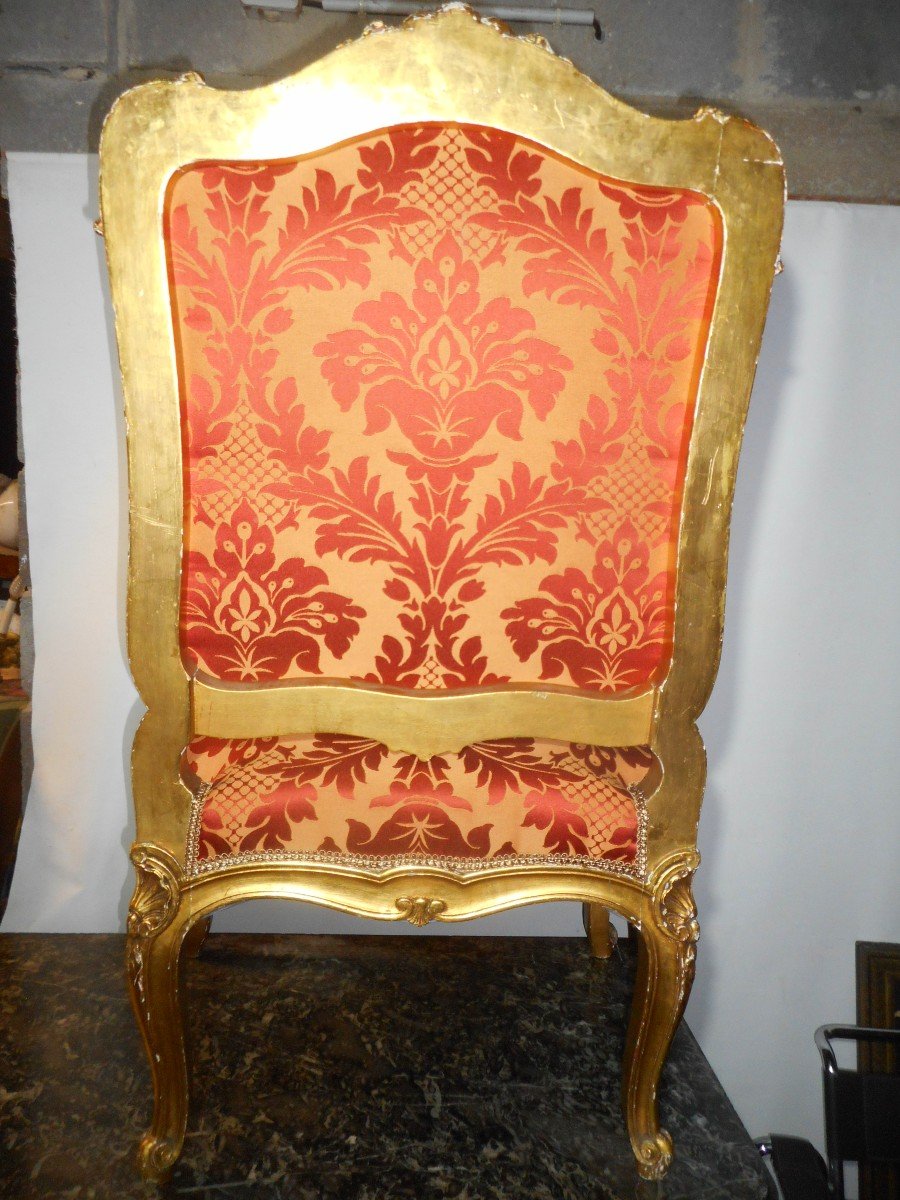 Series Of Four Armchair In Golden Wood Nineteenth Time-photo-8
