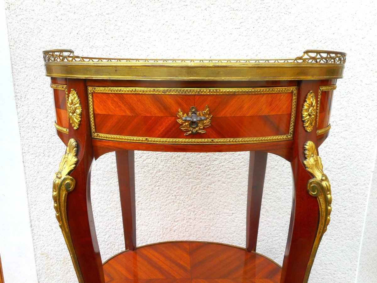 Pedestal In Marquetry And Gilt Bronze Nineteenth Time-photo-2