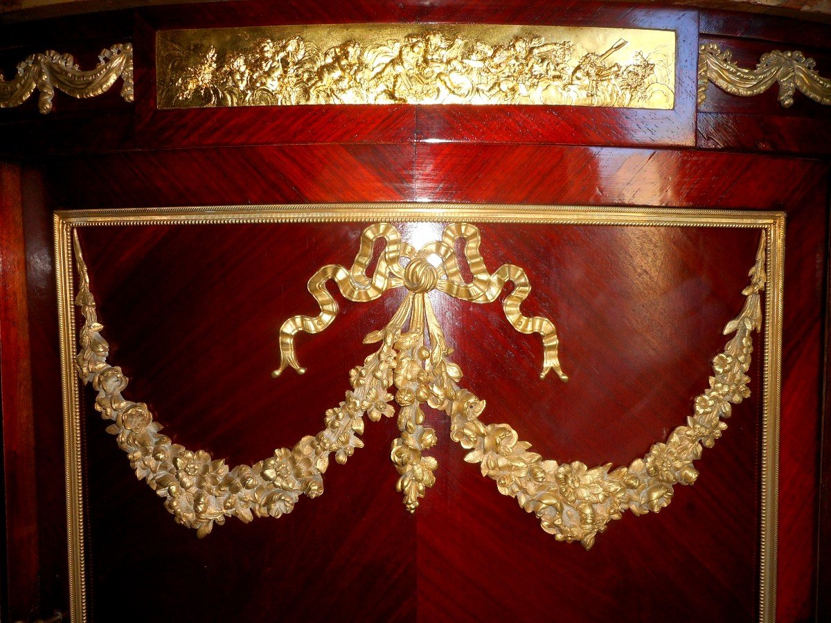 Half Moon Buffet Nineteenth Time In Mahogany And Gilt Bronze-photo-2