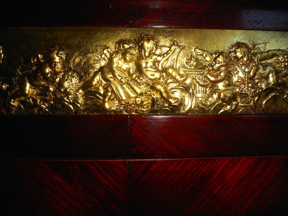 Half Moon Buffet Nineteenth Time In Mahogany And Gilt Bronze-photo-3