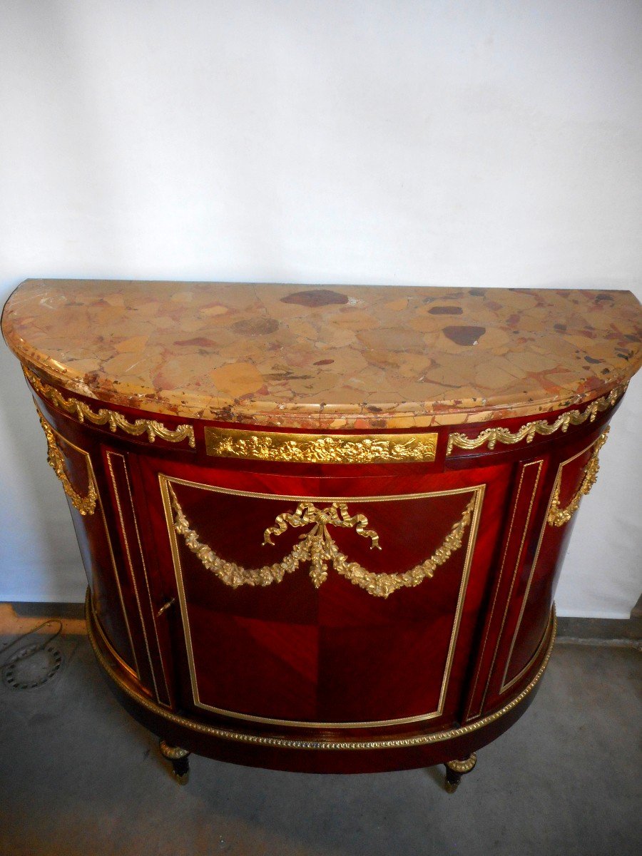 Half Moon Buffet Nineteenth Time In Mahogany And Gilt Bronze-photo-4