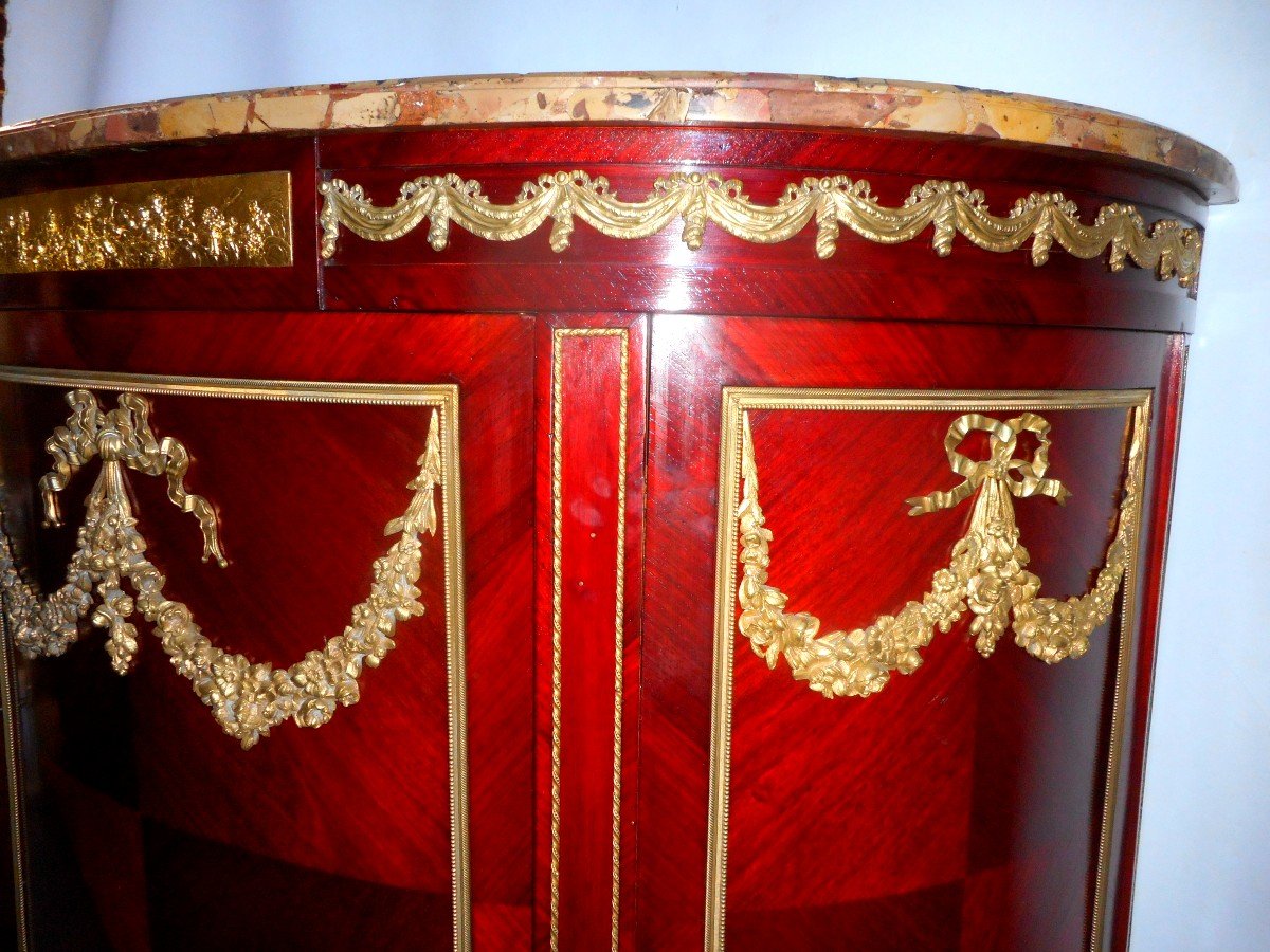 Half Moon Buffet Nineteenth Time In Mahogany And Gilt Bronze-photo-6