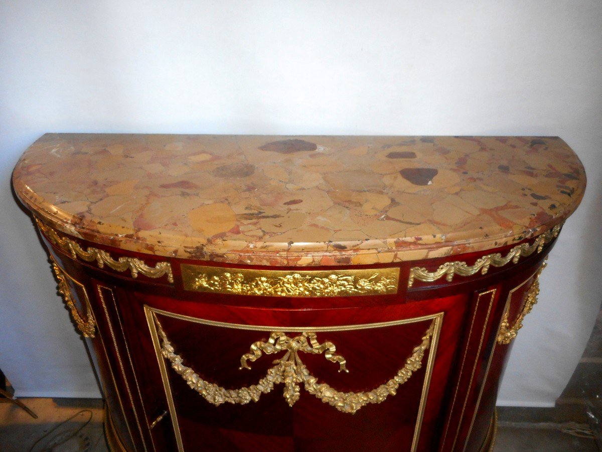 Half Moon Buffet Nineteenth Time In Mahogany And Gilt Bronze-photo-7