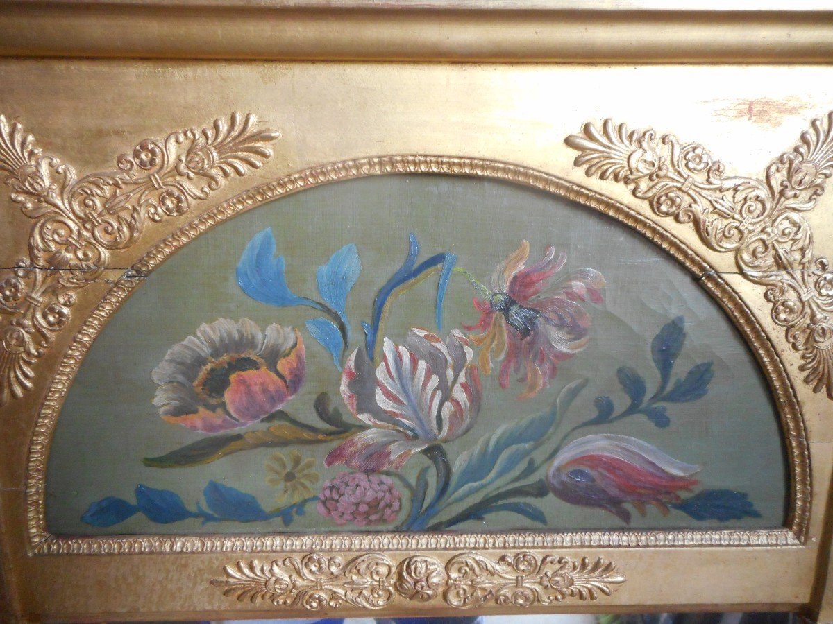 Trumeau Empire Period In Lacquered And Gilded Wood-photo-3