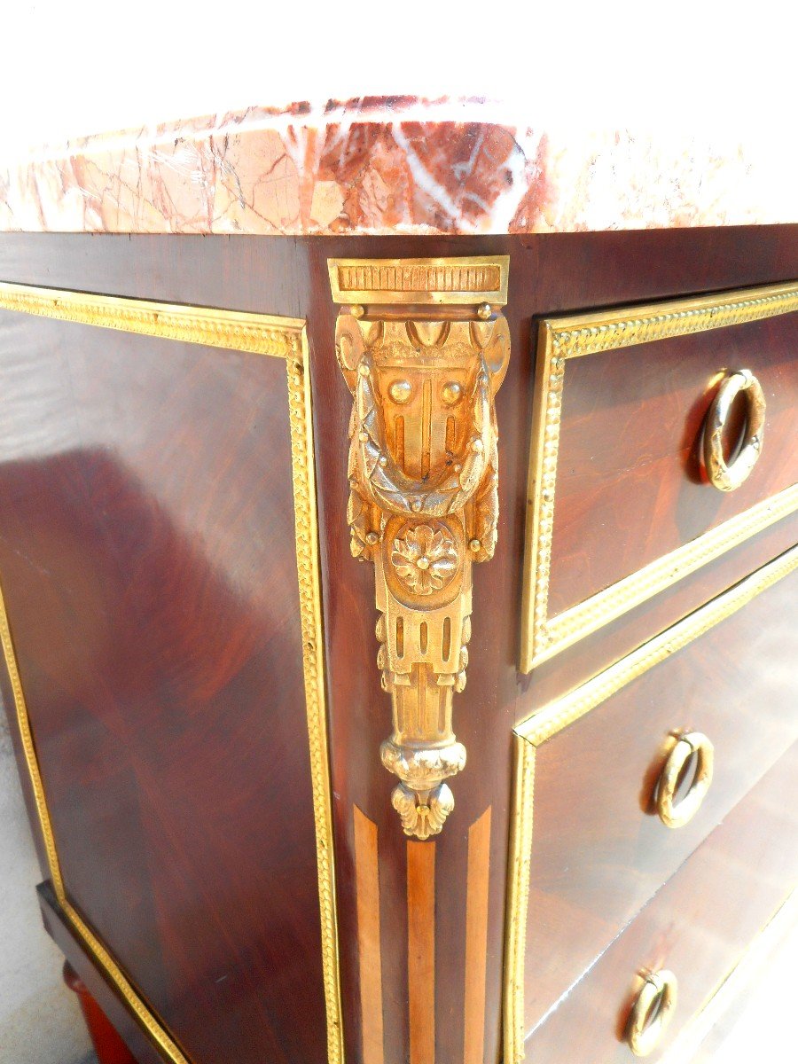 Nineteenth Commode In Marquetry And Gilt Bronze Stamped Krieger Paris-photo-3