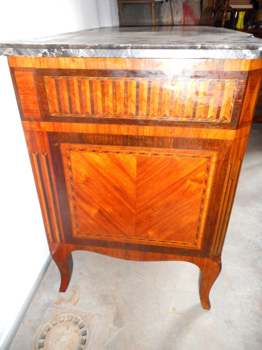 18th Century Commode In Marquetry And Gilt Bronze Stamped F.rubestuck-photo-7