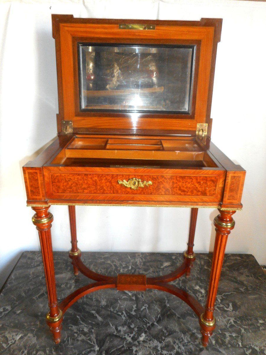 Side Table In Marquetry And Gilt Bronze Napoleon III Period-photo-2