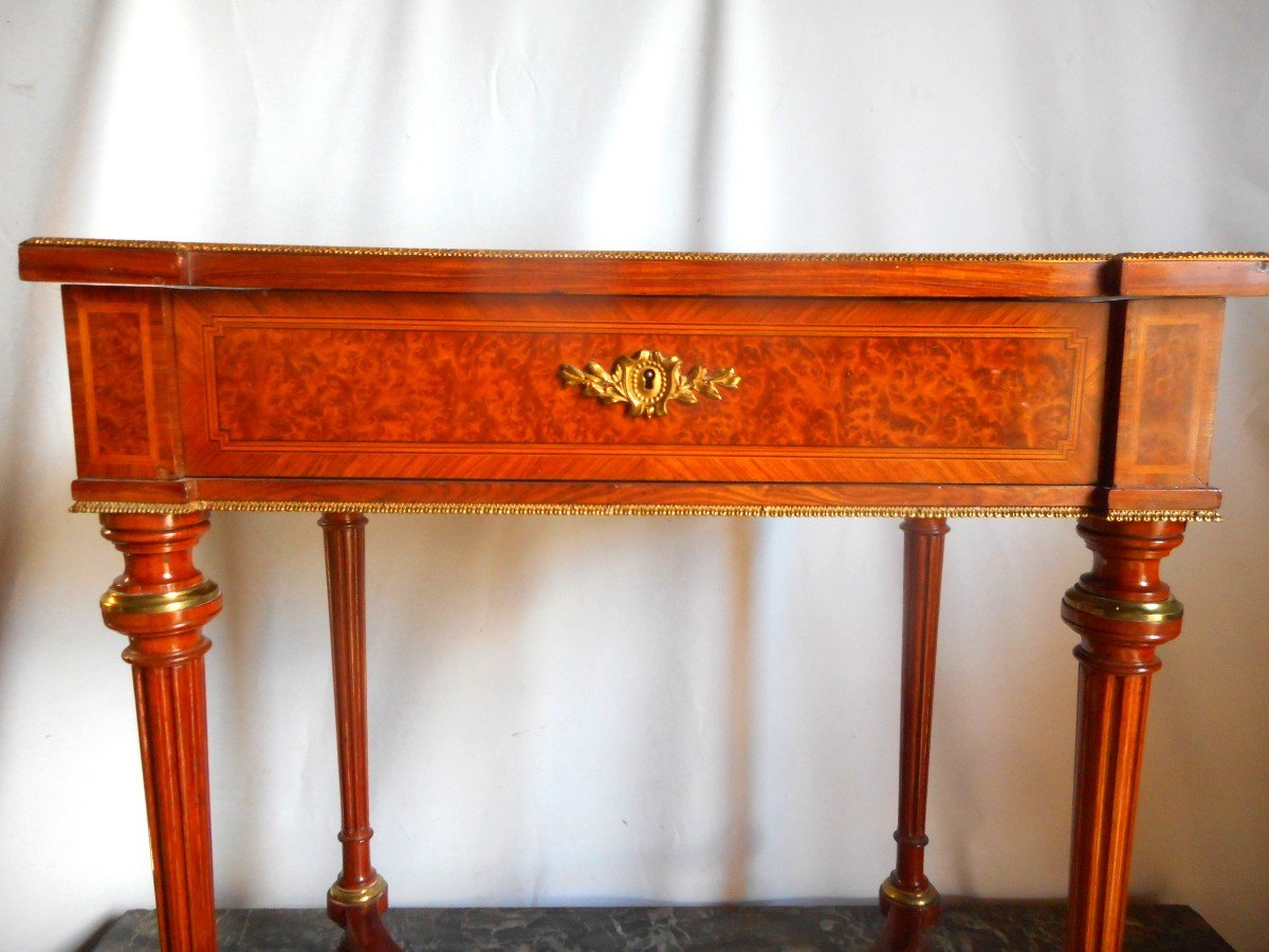 Side Table In Marquetry And Gilt Bronze Napoleon III Period-photo-4
