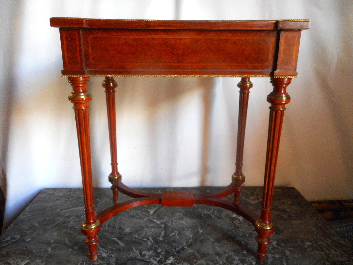 Table Appoint En Marqueterie Et Bronze Doré époque Napoléon III-photo-8