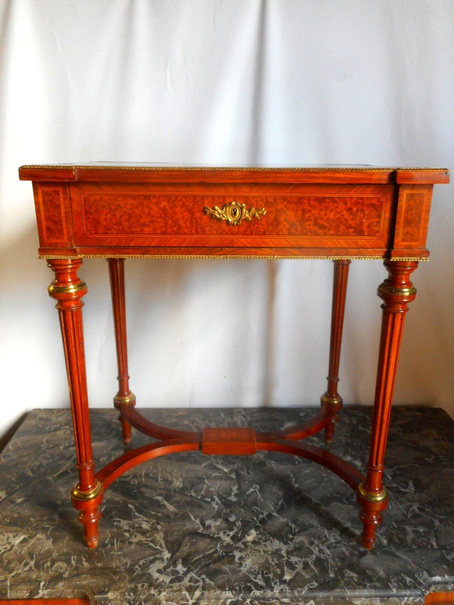 Side Table In Marquetry And Gilt Bronze Napoleon III Period