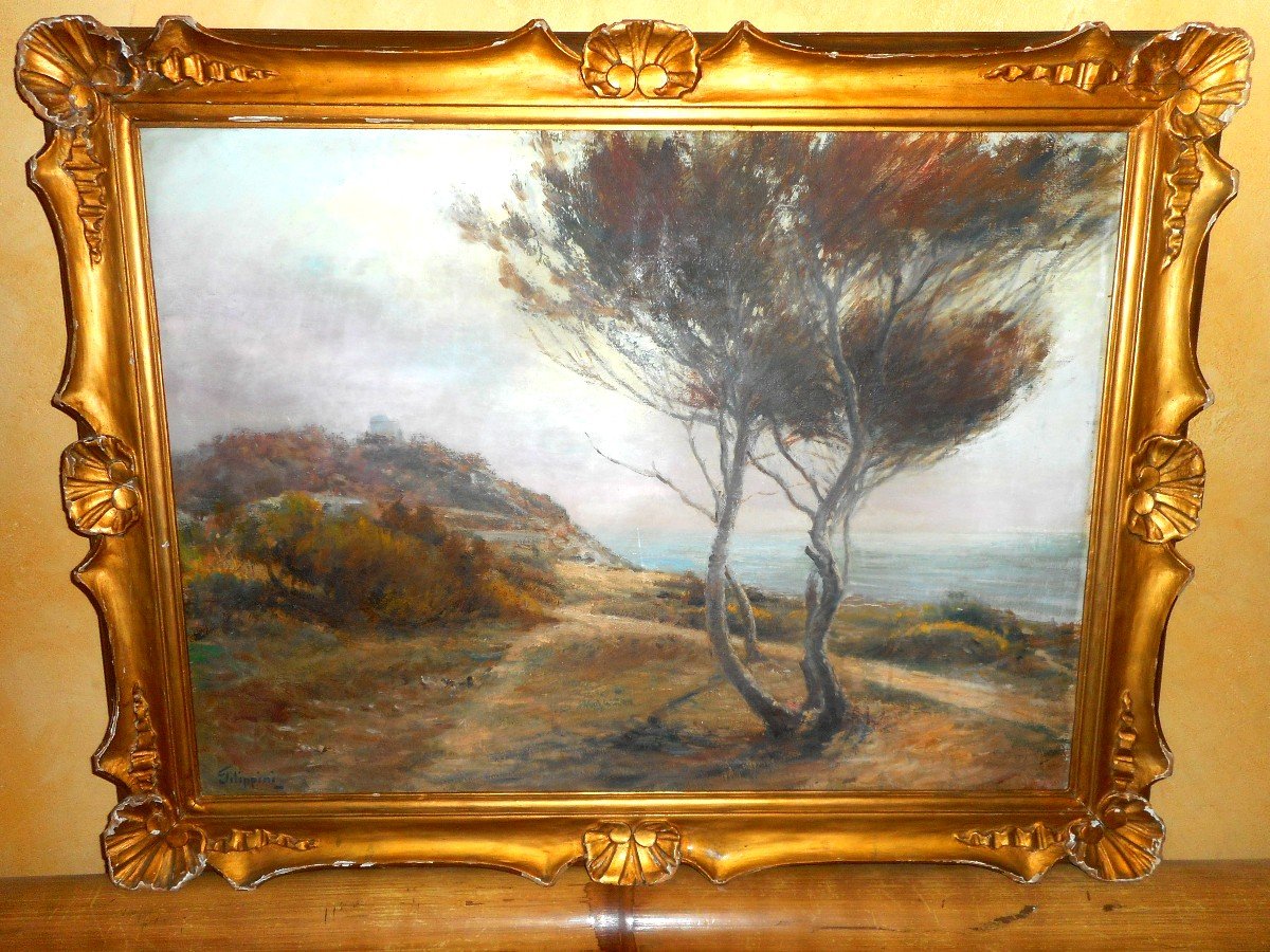 Pair Of Impressionist Landscape Paintings By Francesco Filippini 1853-1895-photo-3