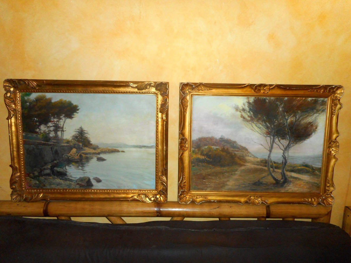 Pair Of Impressionist Landscape Paintings By Francesco Filippini 1853-1895